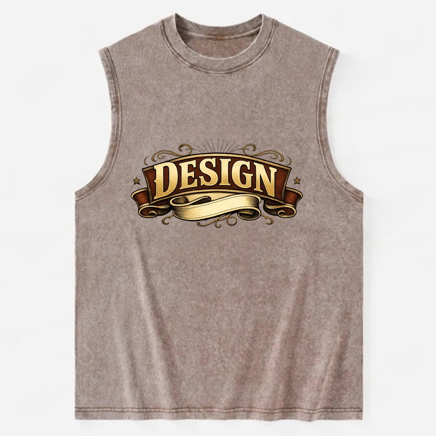 Bold typography design - "DESIGN" - intentional creation, aesthetic planning - Vintage Washed Tank - Brown