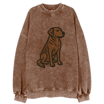 Chesapeake Bay Retriever - Brown wavy coat embroidered sitting pose - Vintage Sweatshirt - Brown