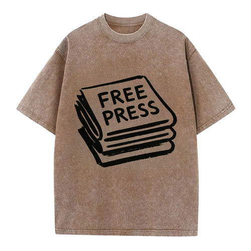 Stack of newspapers - free press bold ink brushstrokes - Vintage T-shirt
