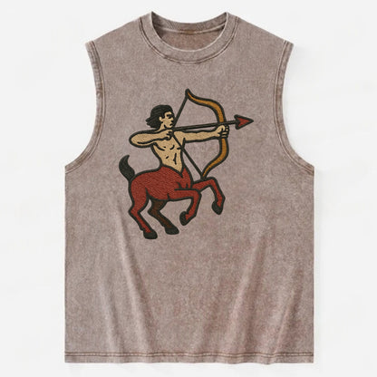 Sagittarius Arrow  - Vintage Washed Tank - Brown