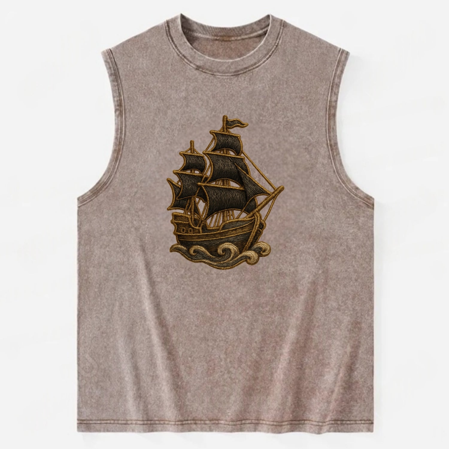 Pirate Ship  - Vintage Washed Tank - Brown