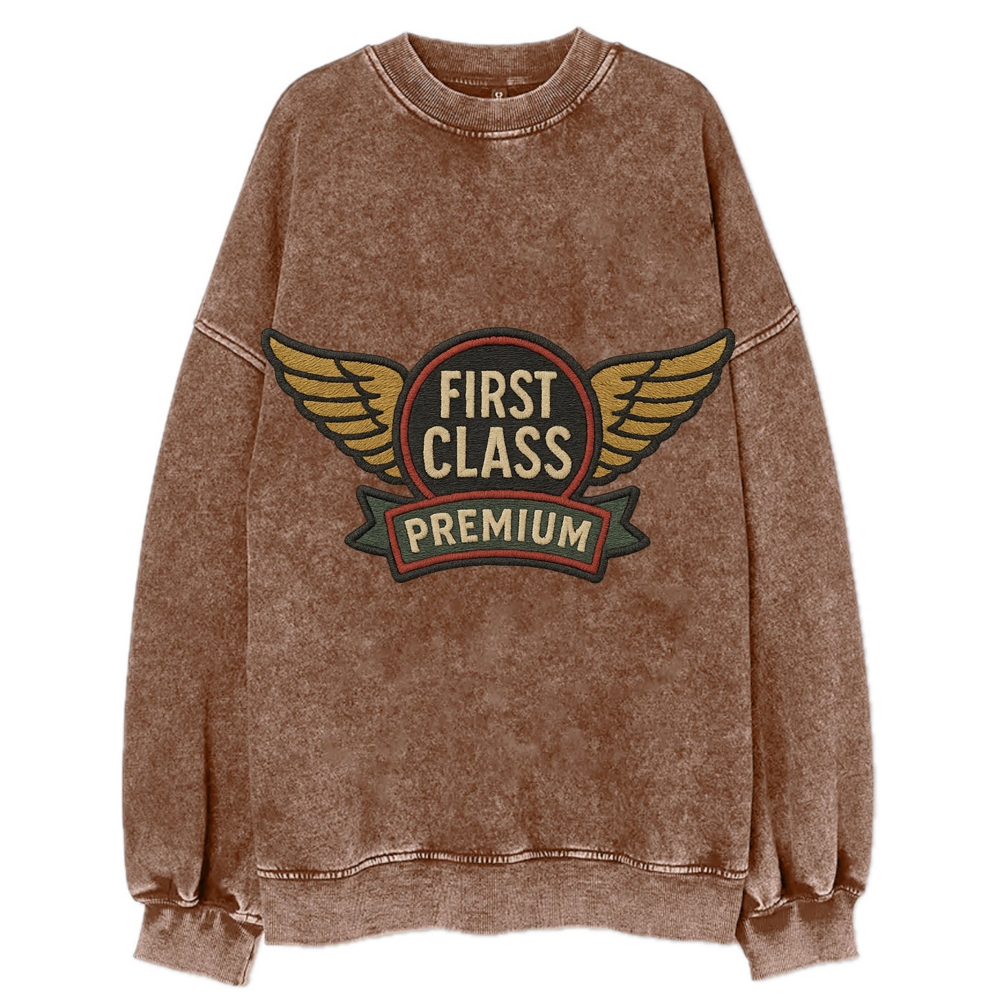 First Class Emblem  - Vintage Sweatshirt - Brown