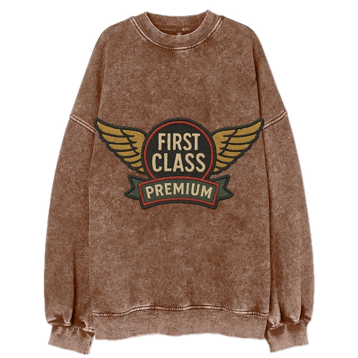 First Class Emblem  - Vintage Sweatshirt - Brown