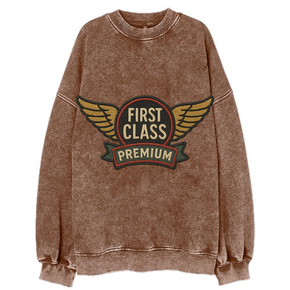 First Class Emblem  - Vintage Sweatshirt - Brown