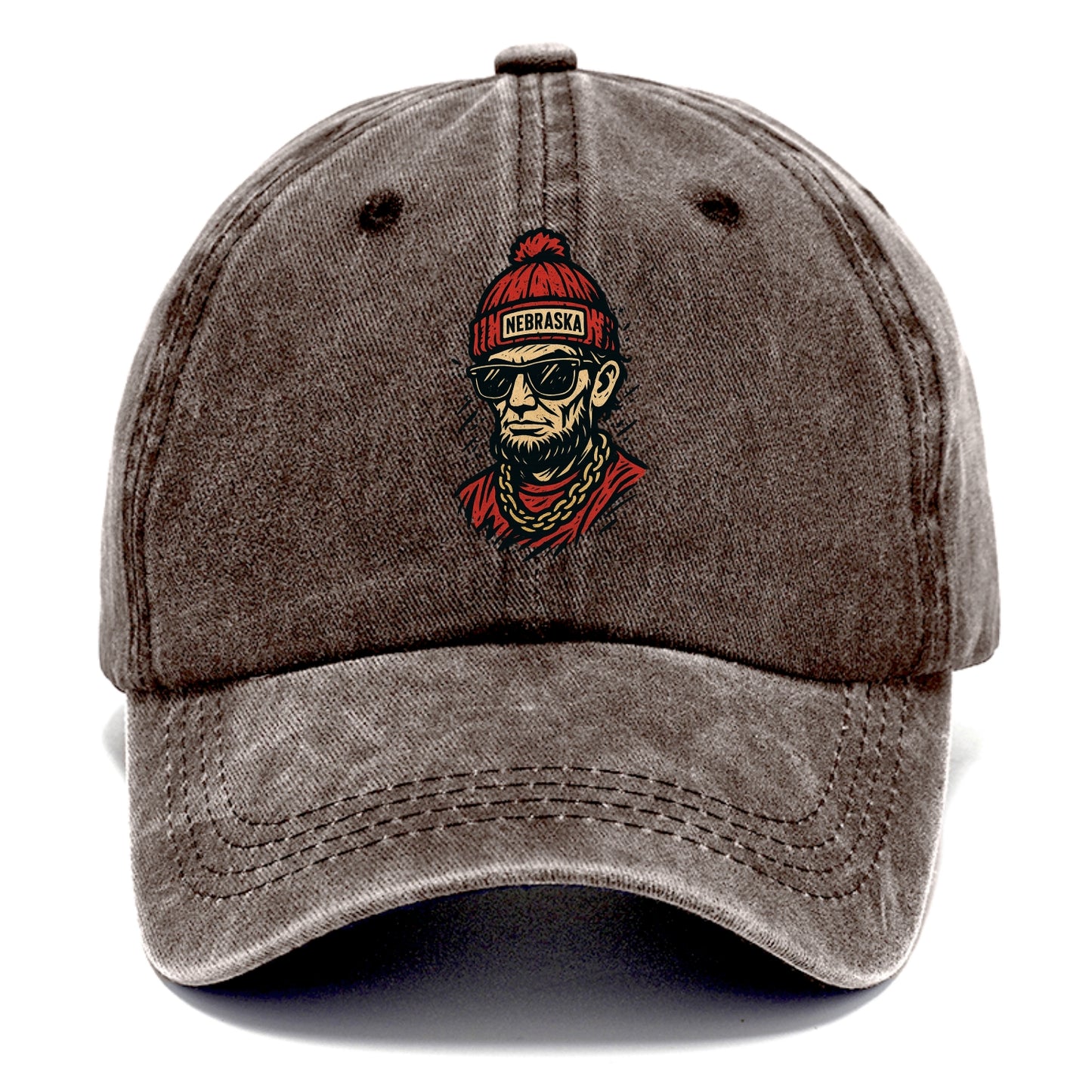 Lincoln Cornhusker wearing Nebraska bean - Classic Cap - Brown