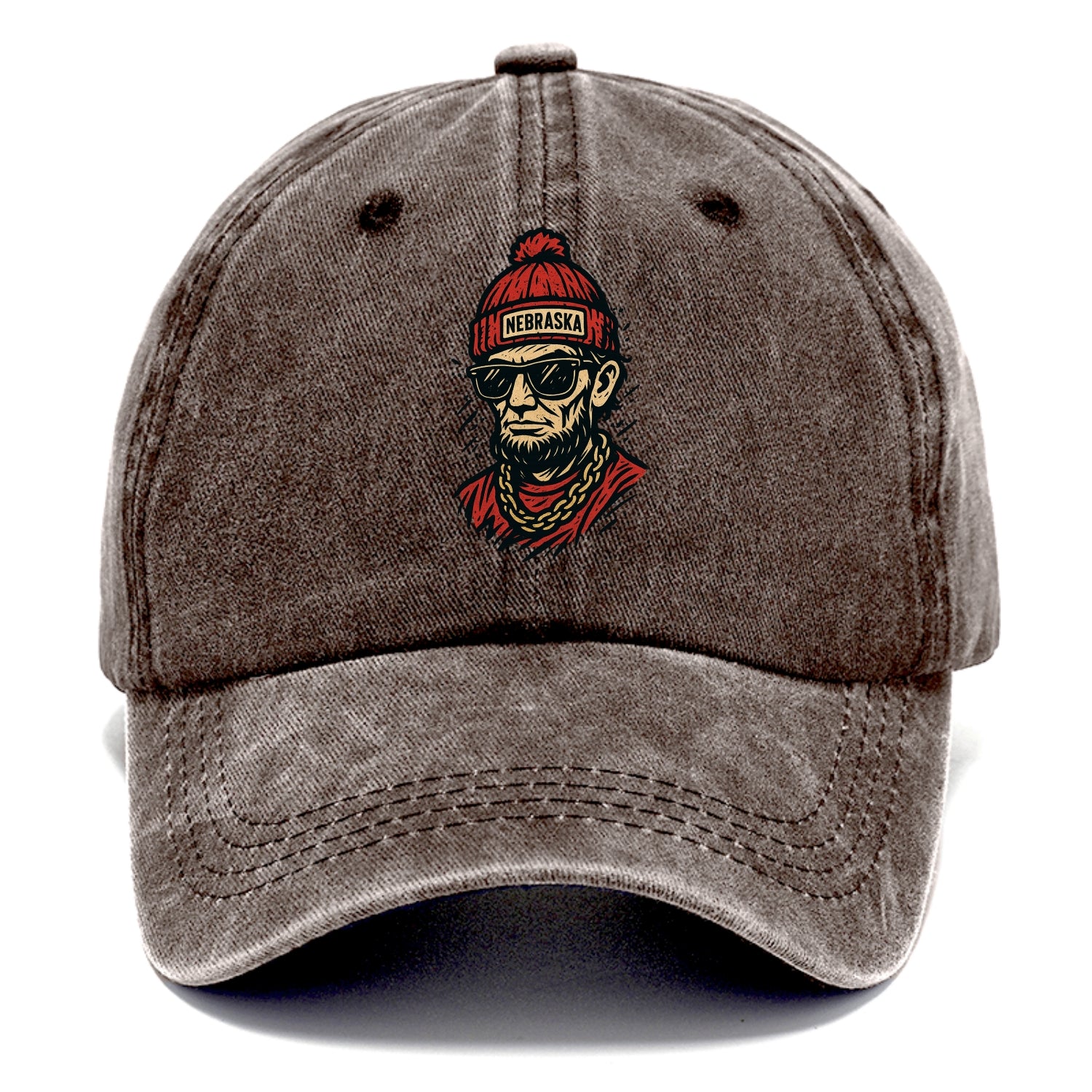 Lincoln Cornhusker wearing Nebraska bean - Classic Cap - Brown