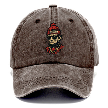 Lincoln Cornhusker wearing Nebraska bean - Classic Cap - Brown