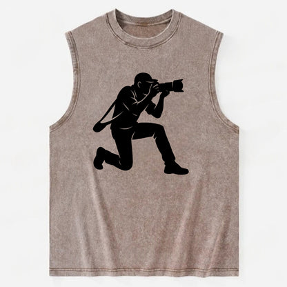 Photographer capturing perfect shot - Vintage Washed Tank - Brown