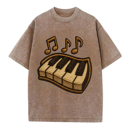 Piano Keys  - Vintage T-shirt - Brown