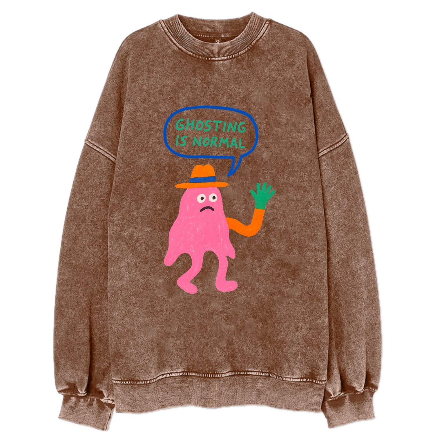 GHOSTING IS NORMAL | Transparent ghost texting - Vintage Sweatshirt - Brown