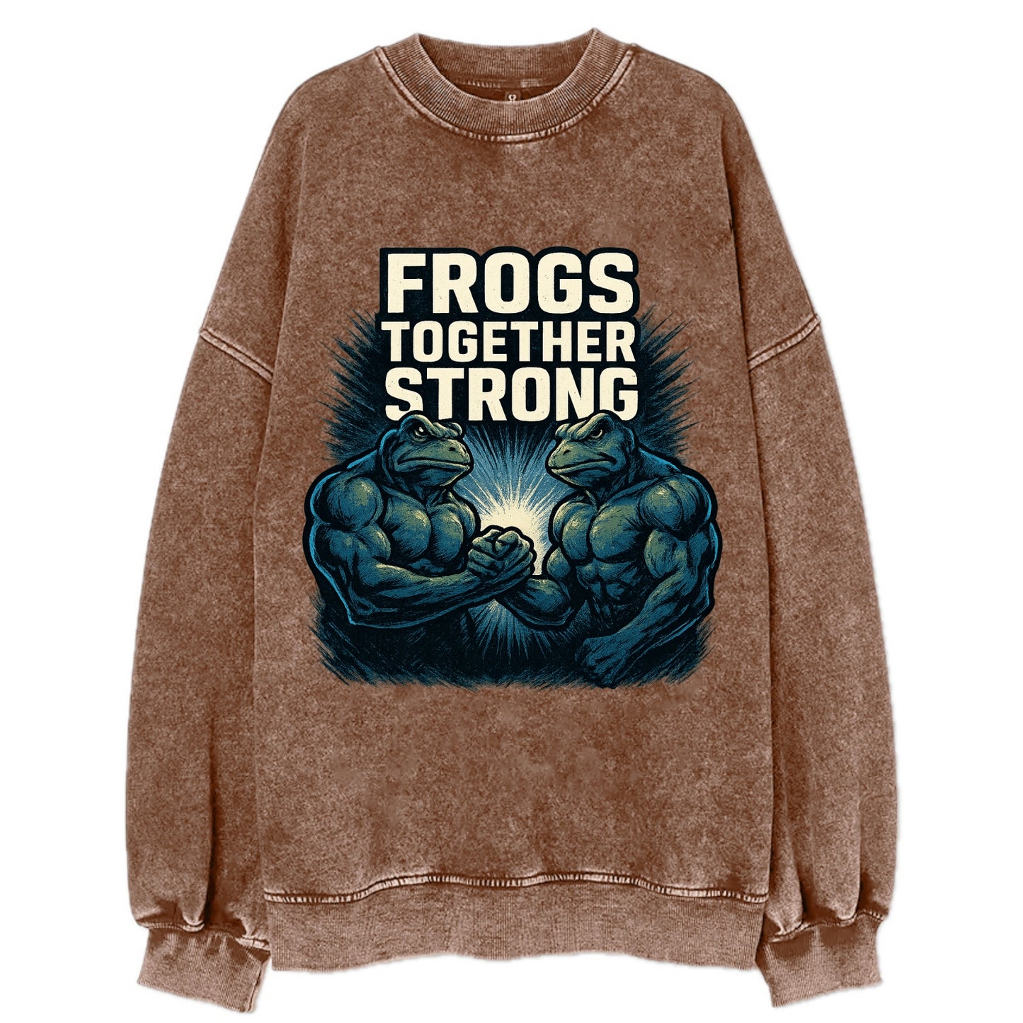 Frogs Together Strong 4 - Vintage Sweatshirt - Brown