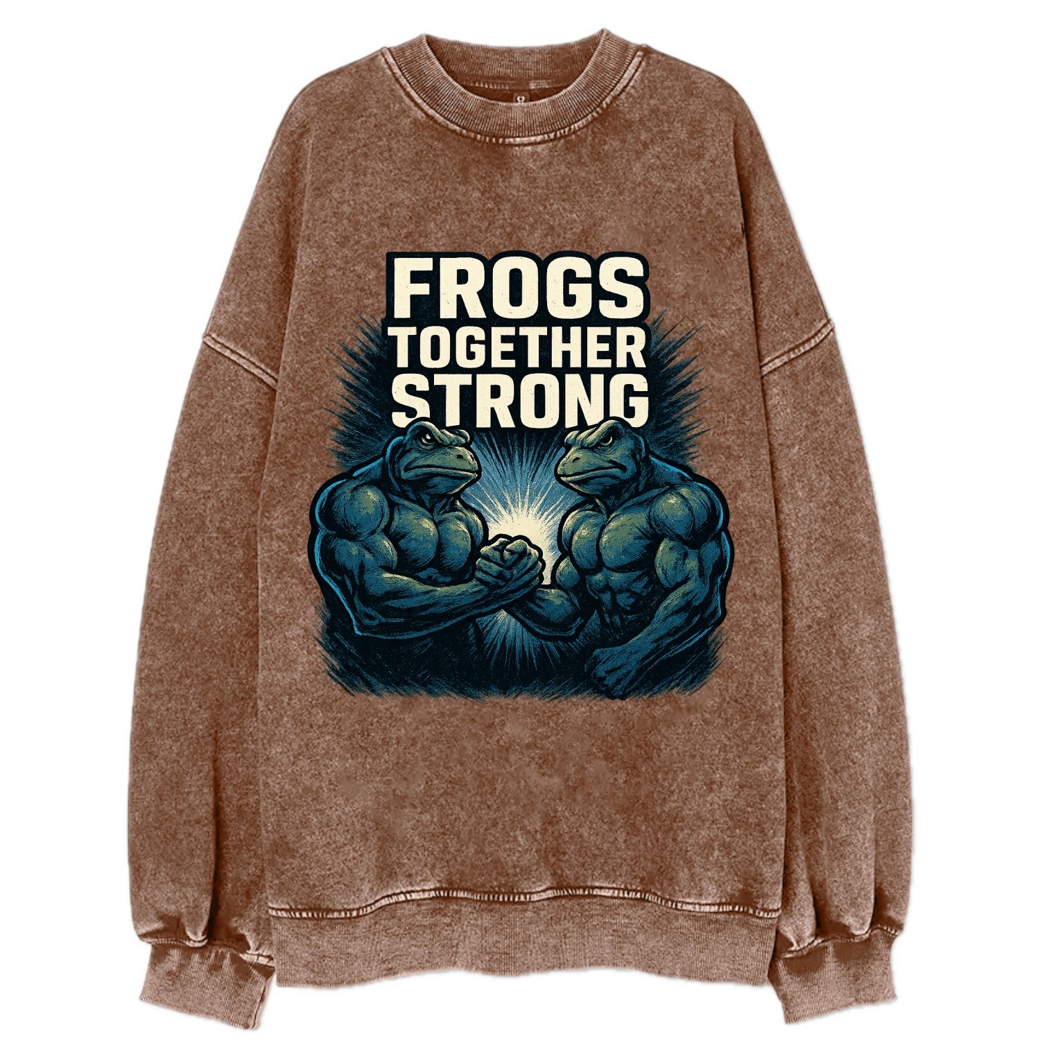 Frogs Together Strong 4 - Vintage Sweatshirt - Brown