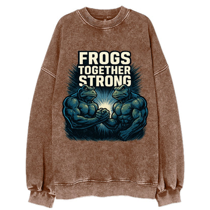 Frogs Together Strong 4 - Vintage Sweatshirt - Brown