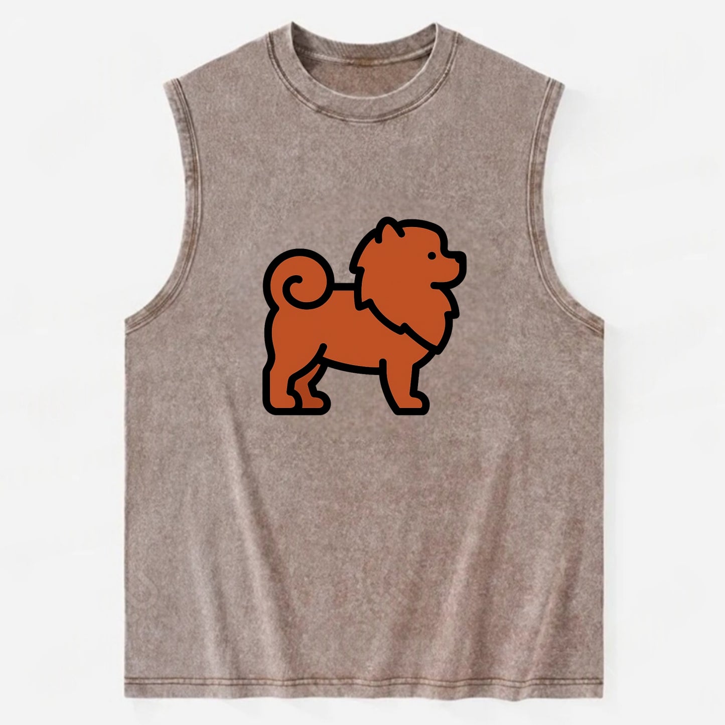 Chow Chow - Red fluffy flat side profile - Vintage Washed Tank - Brown