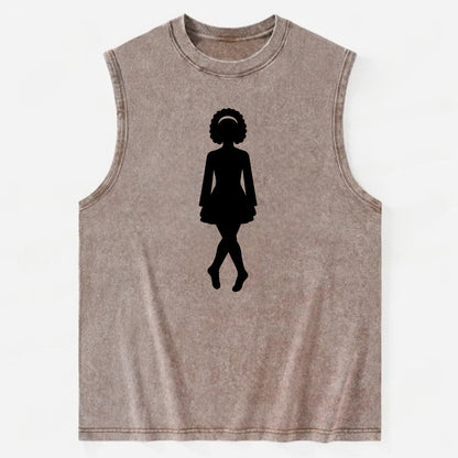 Irish step dancer traditional pose - Vintage Washed Tank - Brown