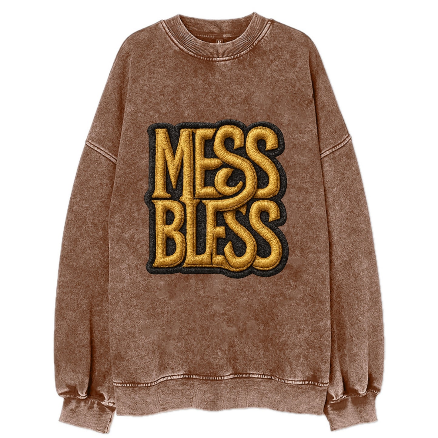 MESS;BLESS UP Gold Metallic Visor - Vintage Sweatshirt - Brown
