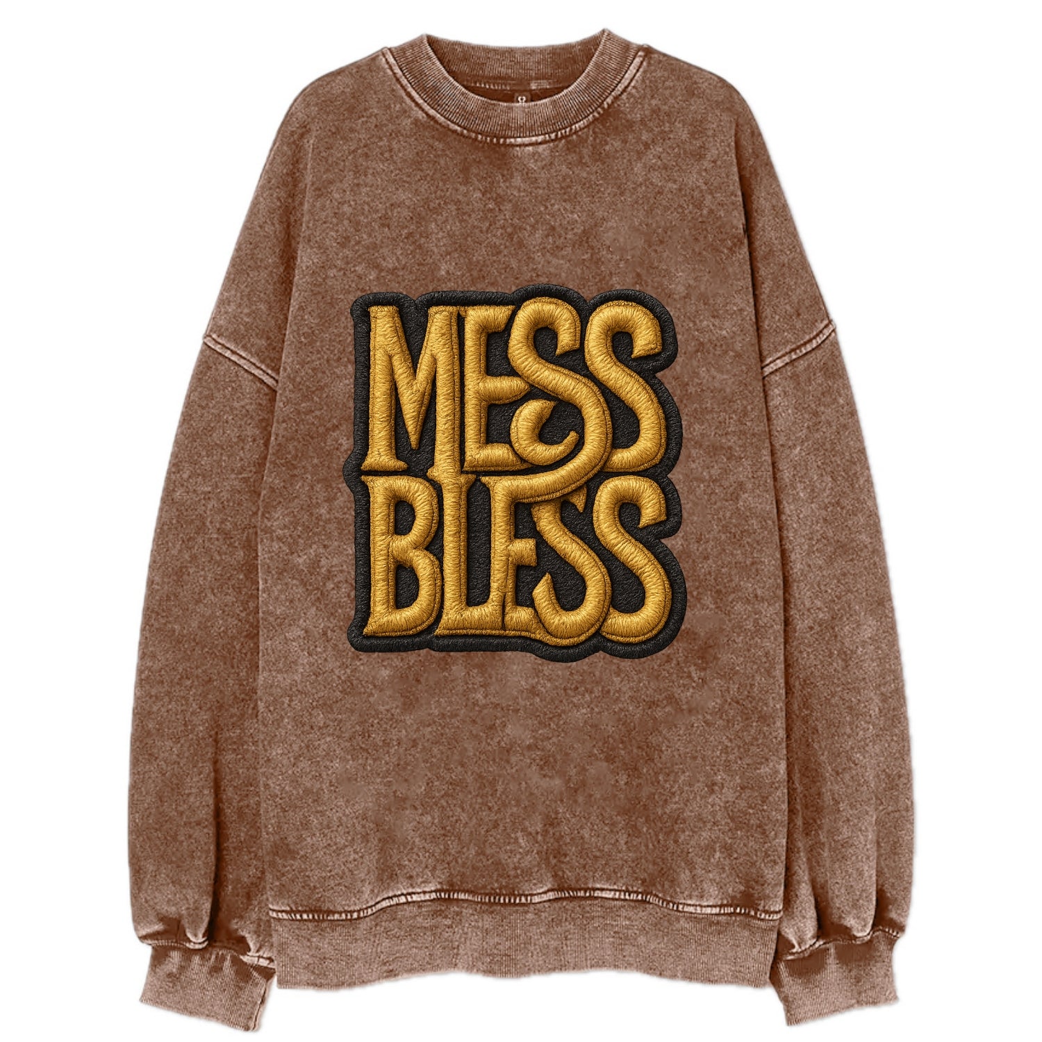 MESS;BLESS UP Gold Metallic Visor - Vintage Sweatshirt - Brown