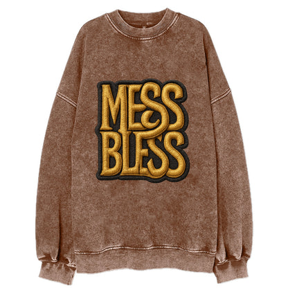 MESS;BLESS UP Gold Metallic Visor - Vintage Sweatshirt - Brown