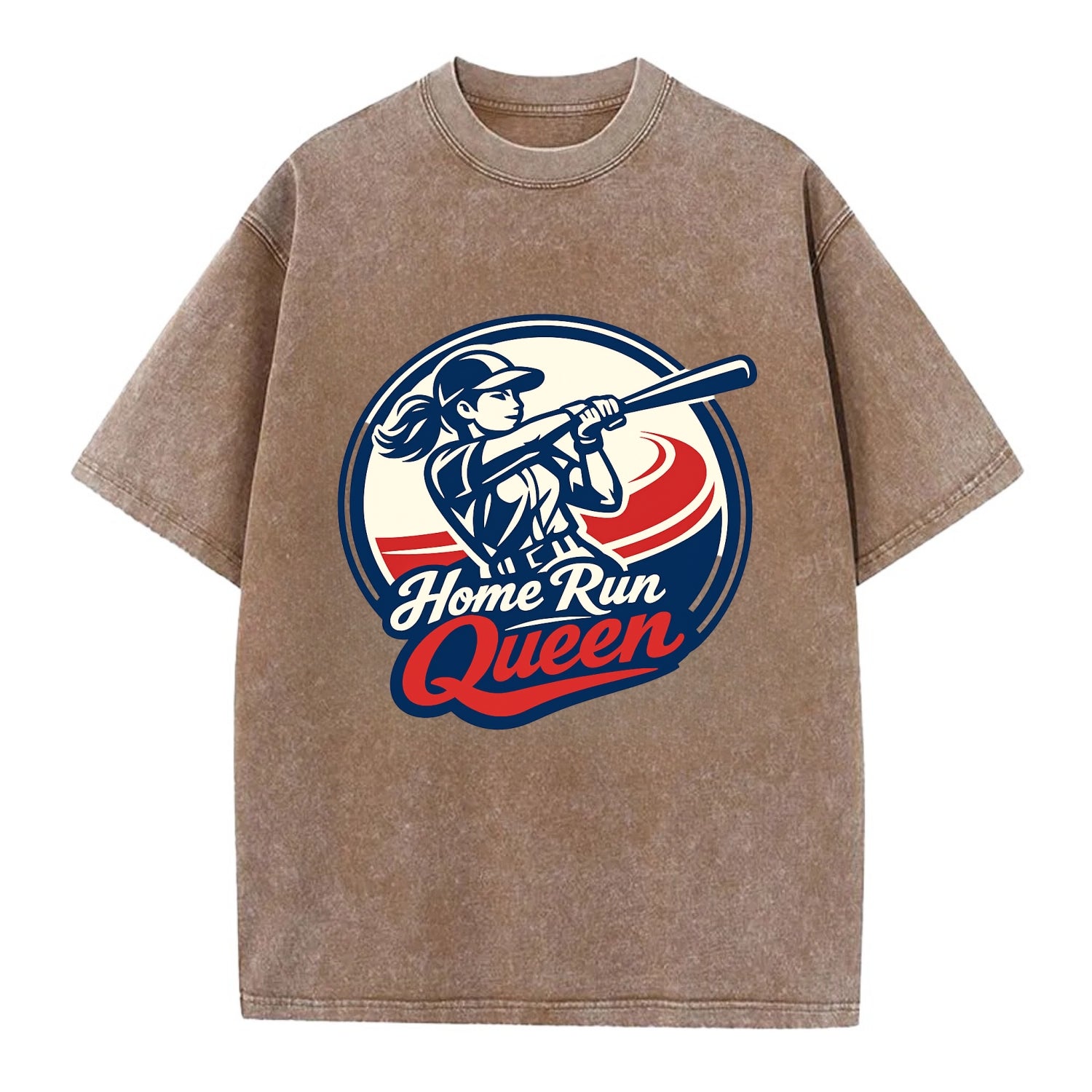 Feminine Power at Bat - Vintage T-shirt - Brown