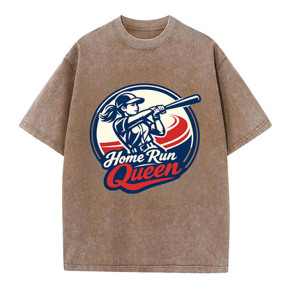 Feminine Power at Bat - Vintage T-shirt - Brown