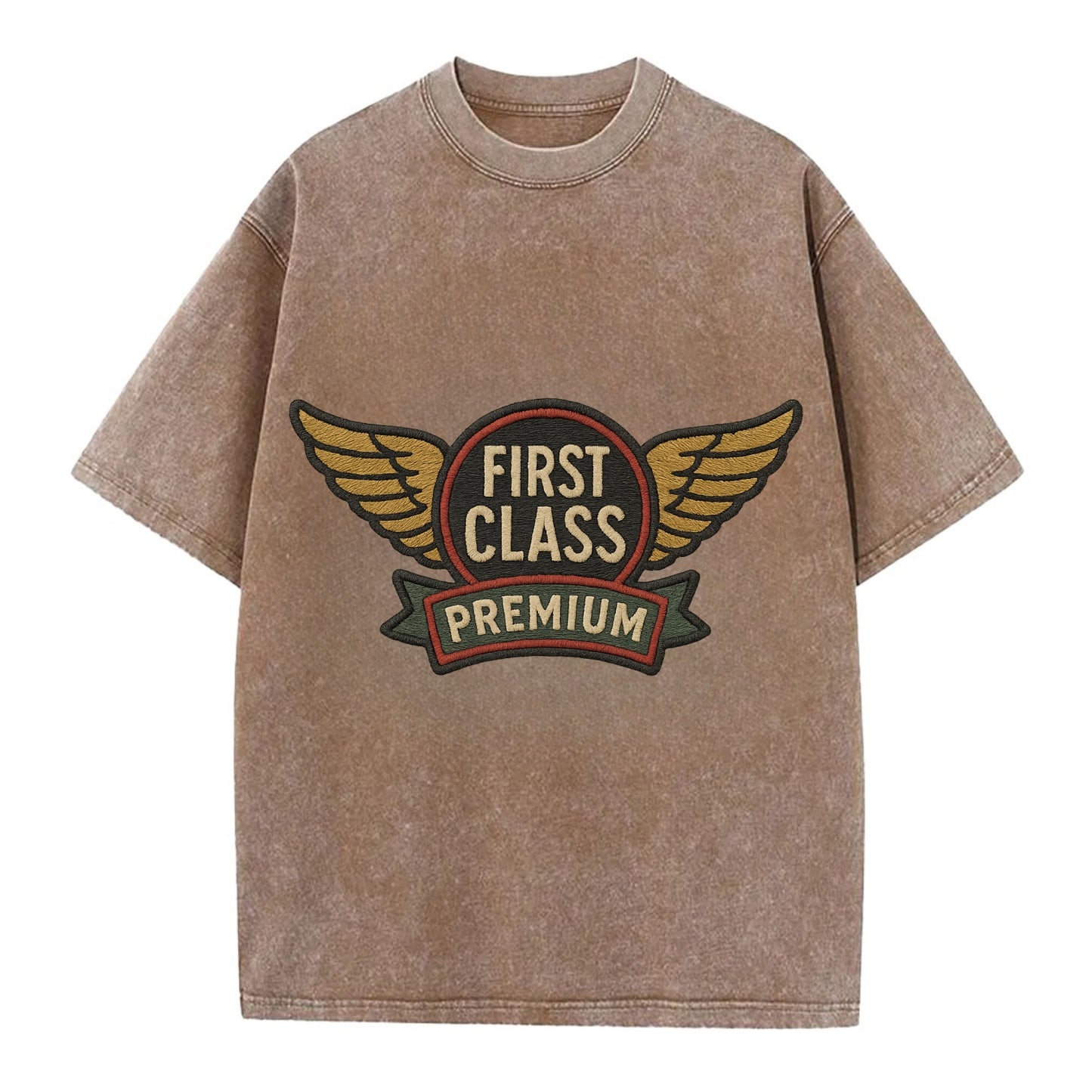 First Class Emblem  - Vintage T-shirt - Brown