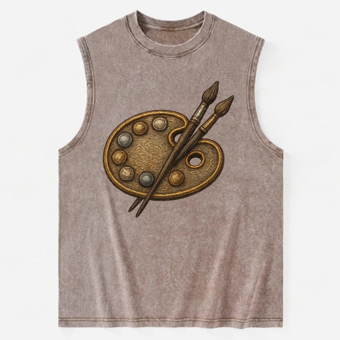 Artist palette with brushes - painter emblem - Vintage Washed Tank - Brown