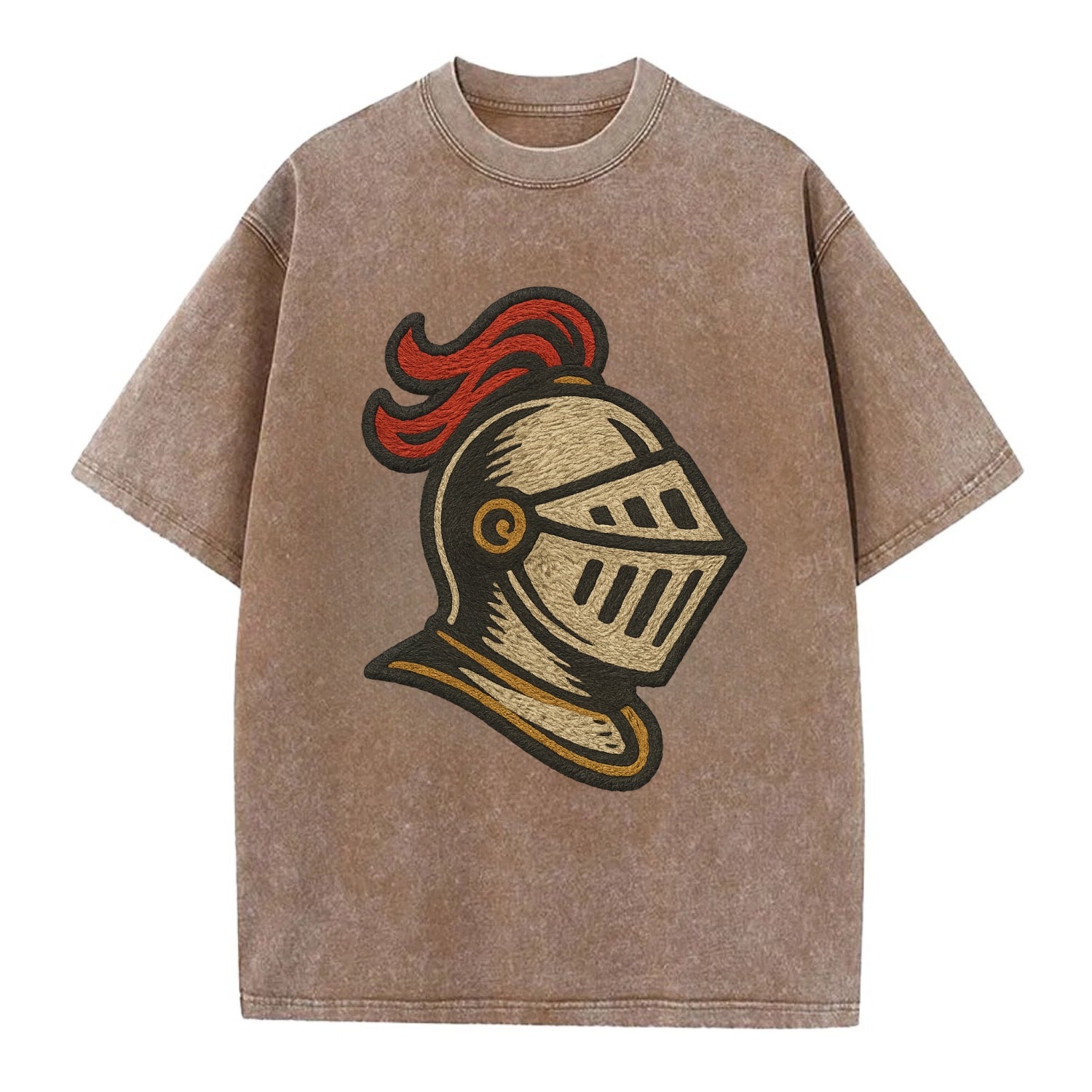 Knight Helmet  - Vintage T-shirt - Brown