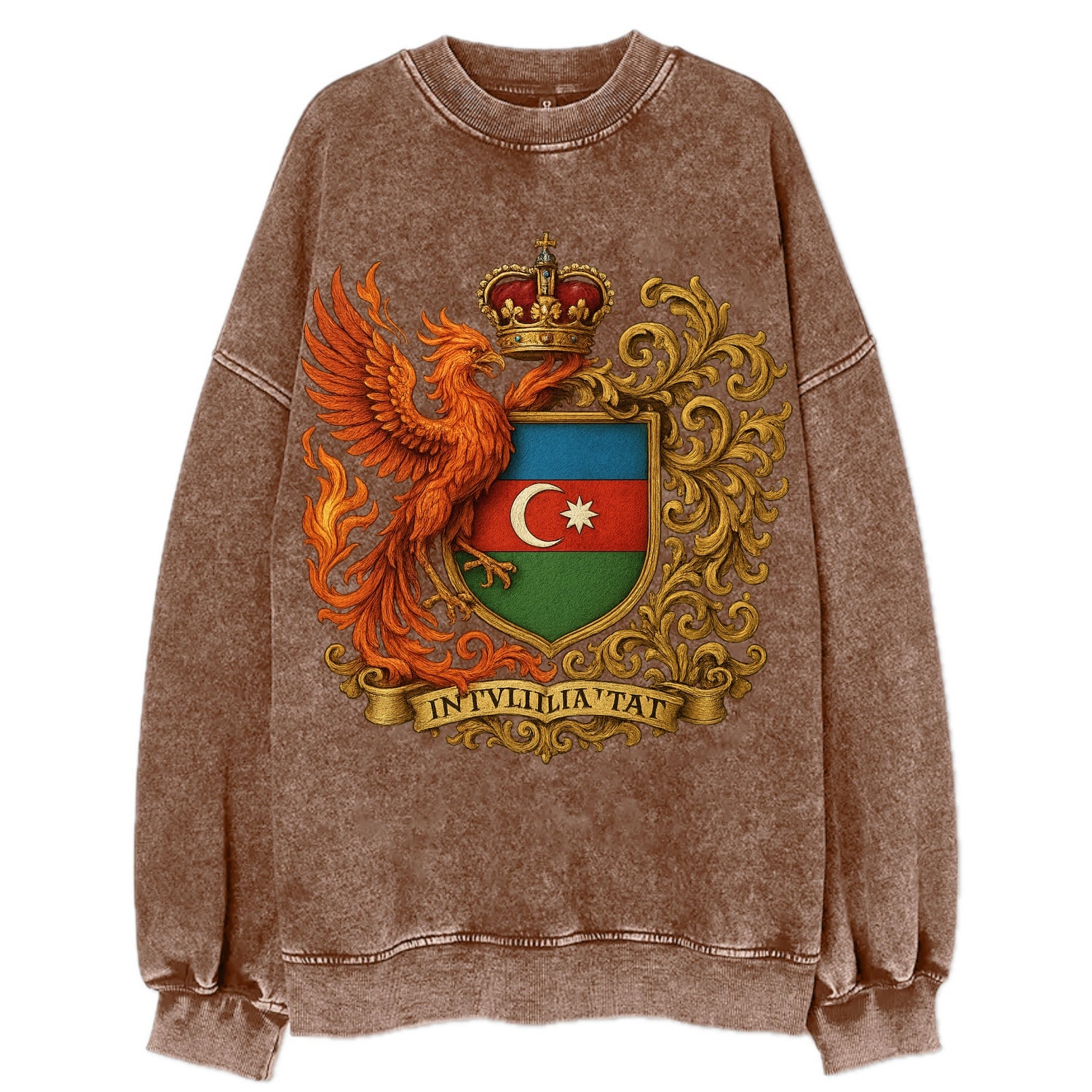 Azerbaijan Fire Phoenix Emblem - Vintage Sweatshirt - Brown