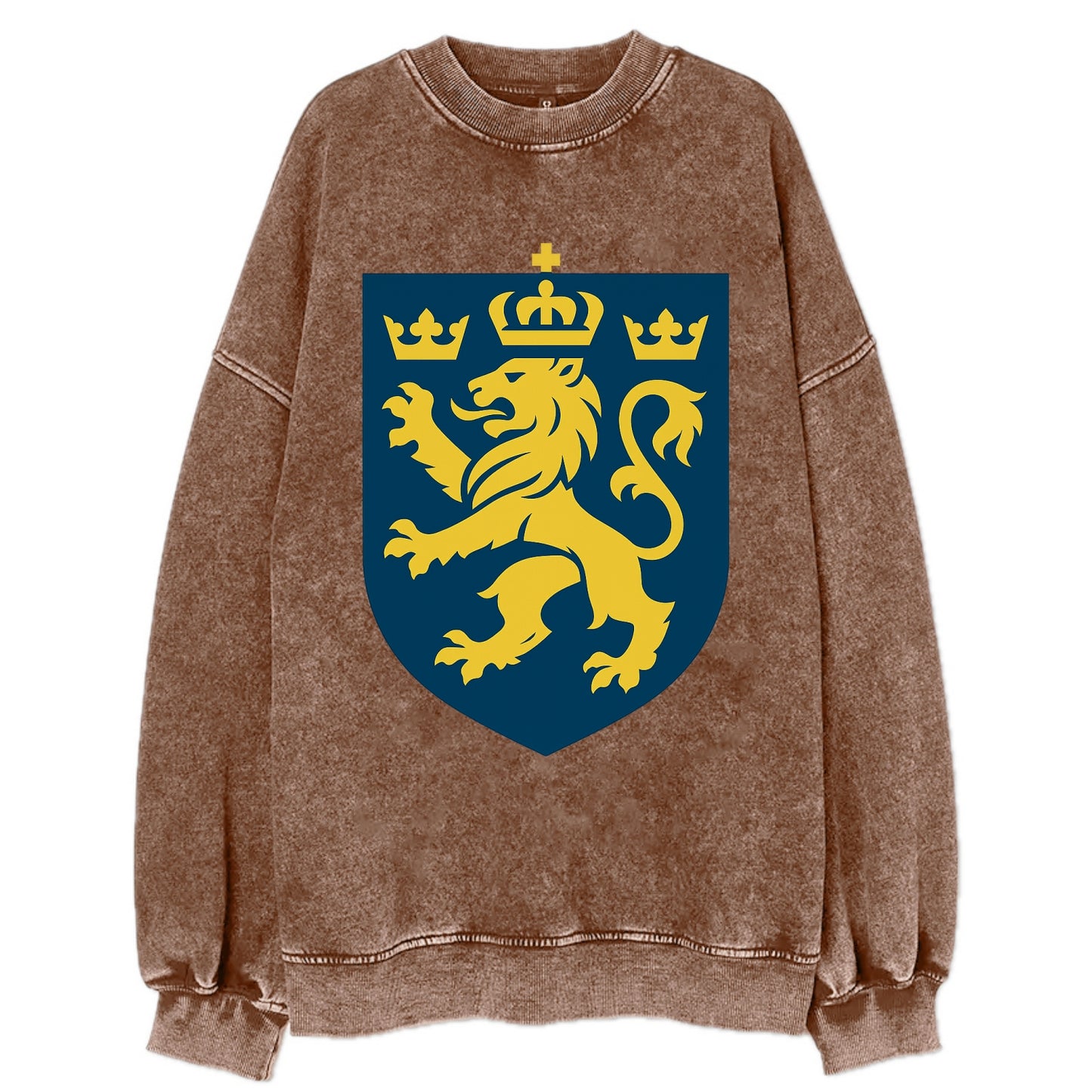 Sweden Three Crowns Emblem  - Vintage Sweatshirt - Brown
