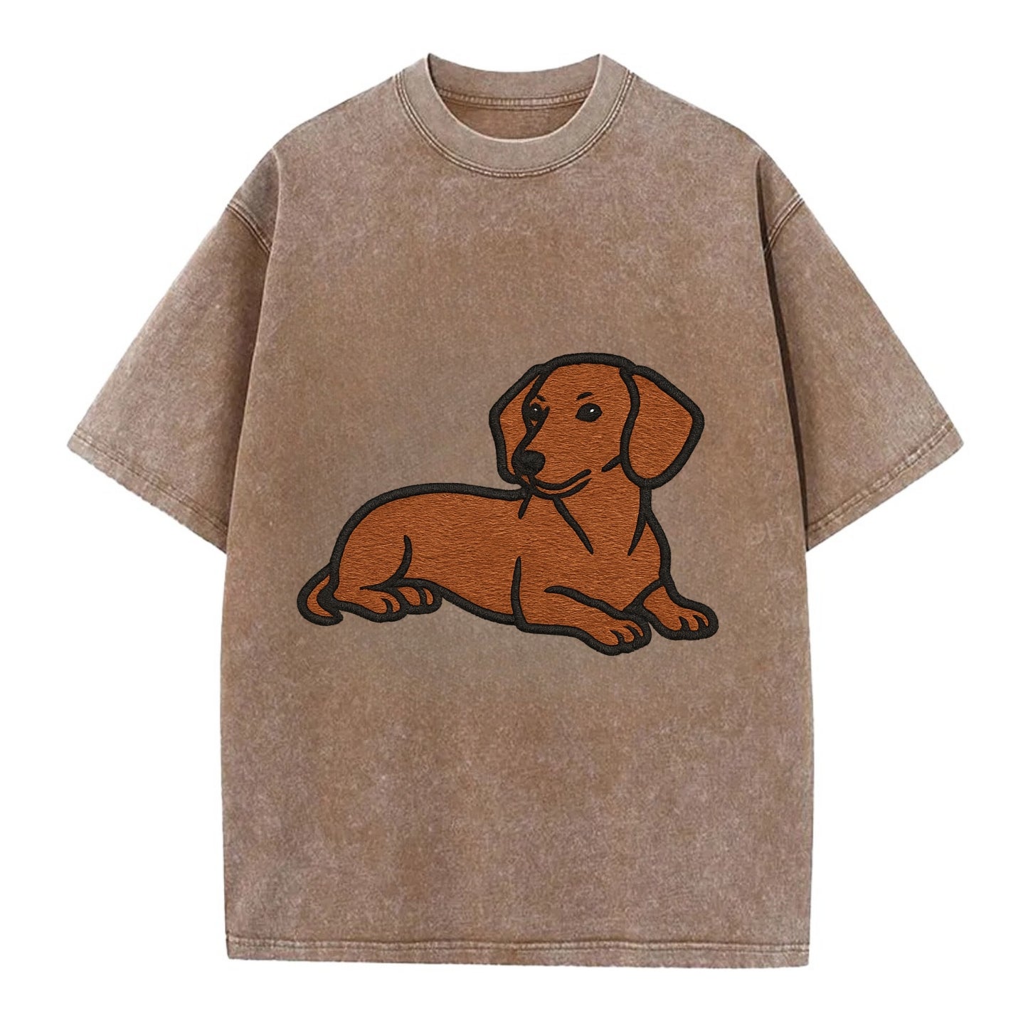 Dachshund - Red smooth relaxed lying dow Vintage T-shirt - Brown