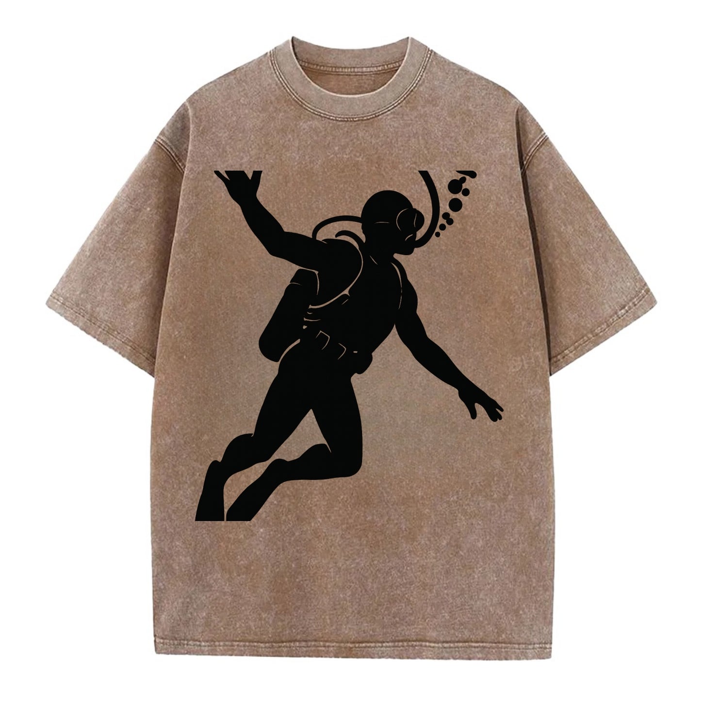 Scuba diver descending with gear - Vintage T-shirt - Brown
