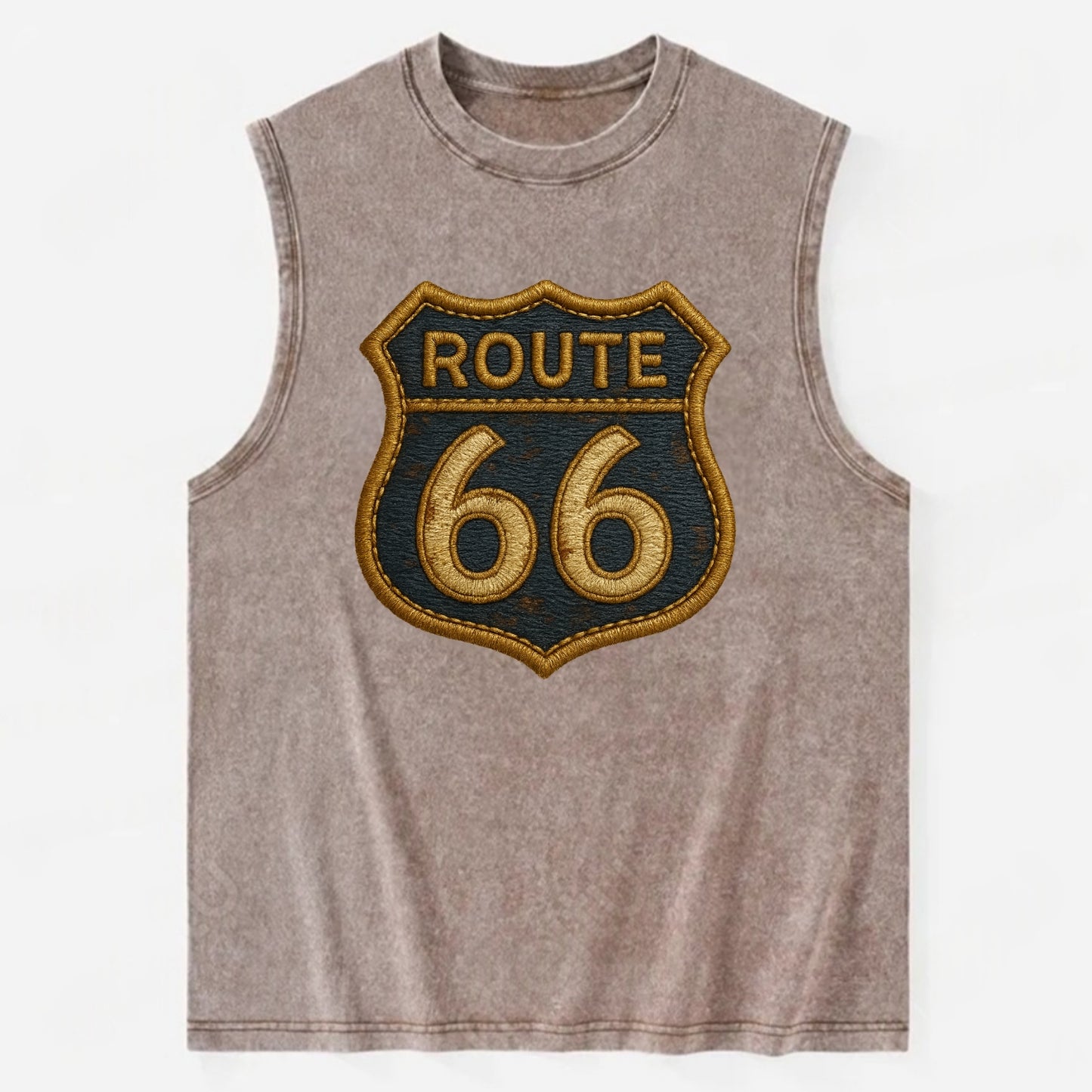 Route 66  - Vintage Washed Tank - Brown
