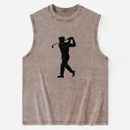 Golfer perfect swing follow-through - Vintage Washed Tank - Brown