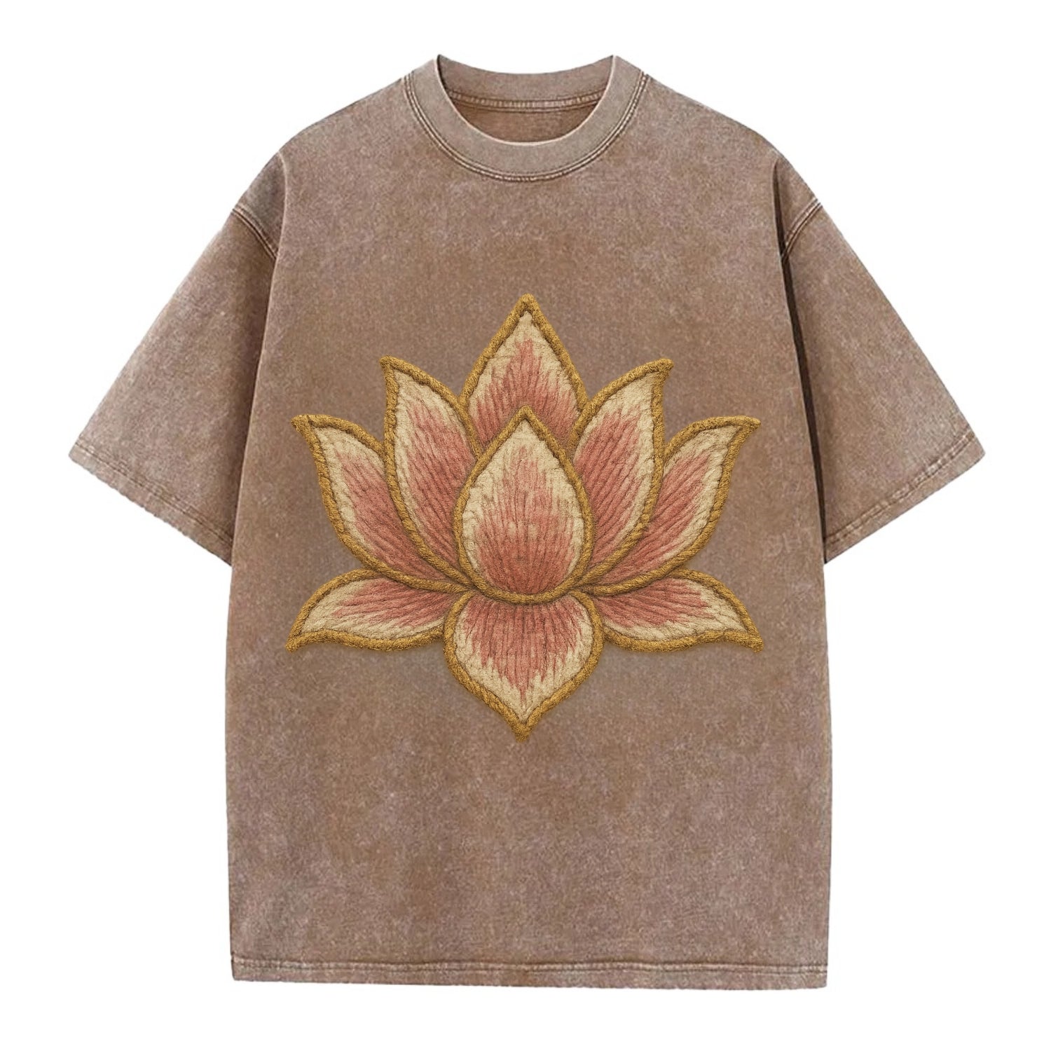 Lotus Flower - Vintage T-shirt - Brown
