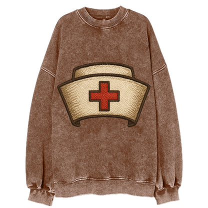 Nurse Cap  - Vintage Sweatshirt - Brown