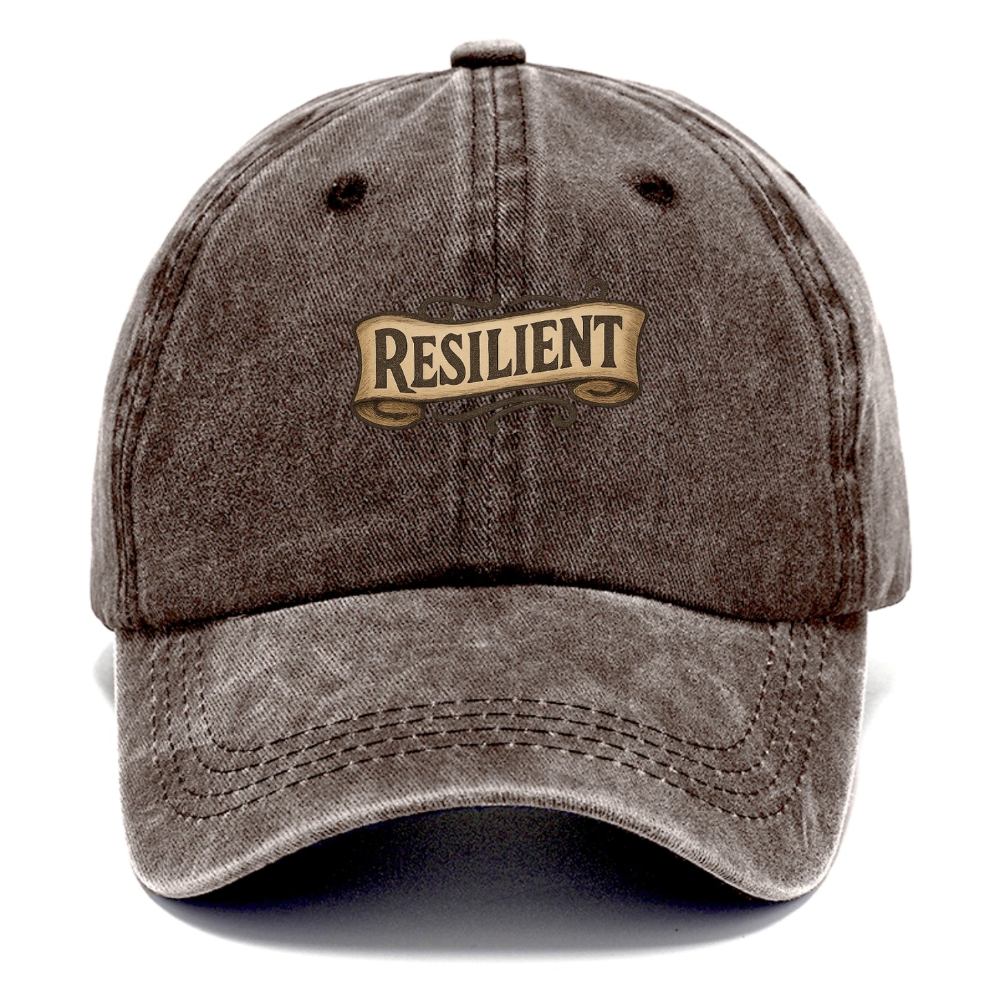 Bold typography design - "RESILIENT" - bouncing back, unbreakable spirit - Classic Cap - Brown