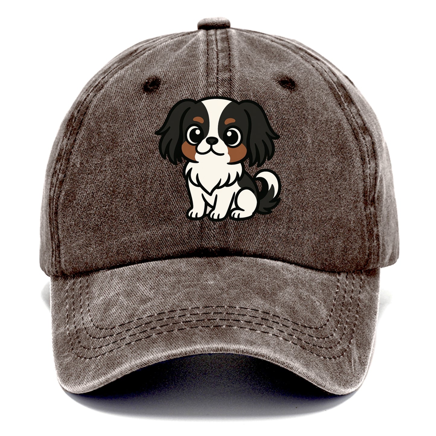 Japanese Chin - Black and white sitting pose - Classic Cap - Brown