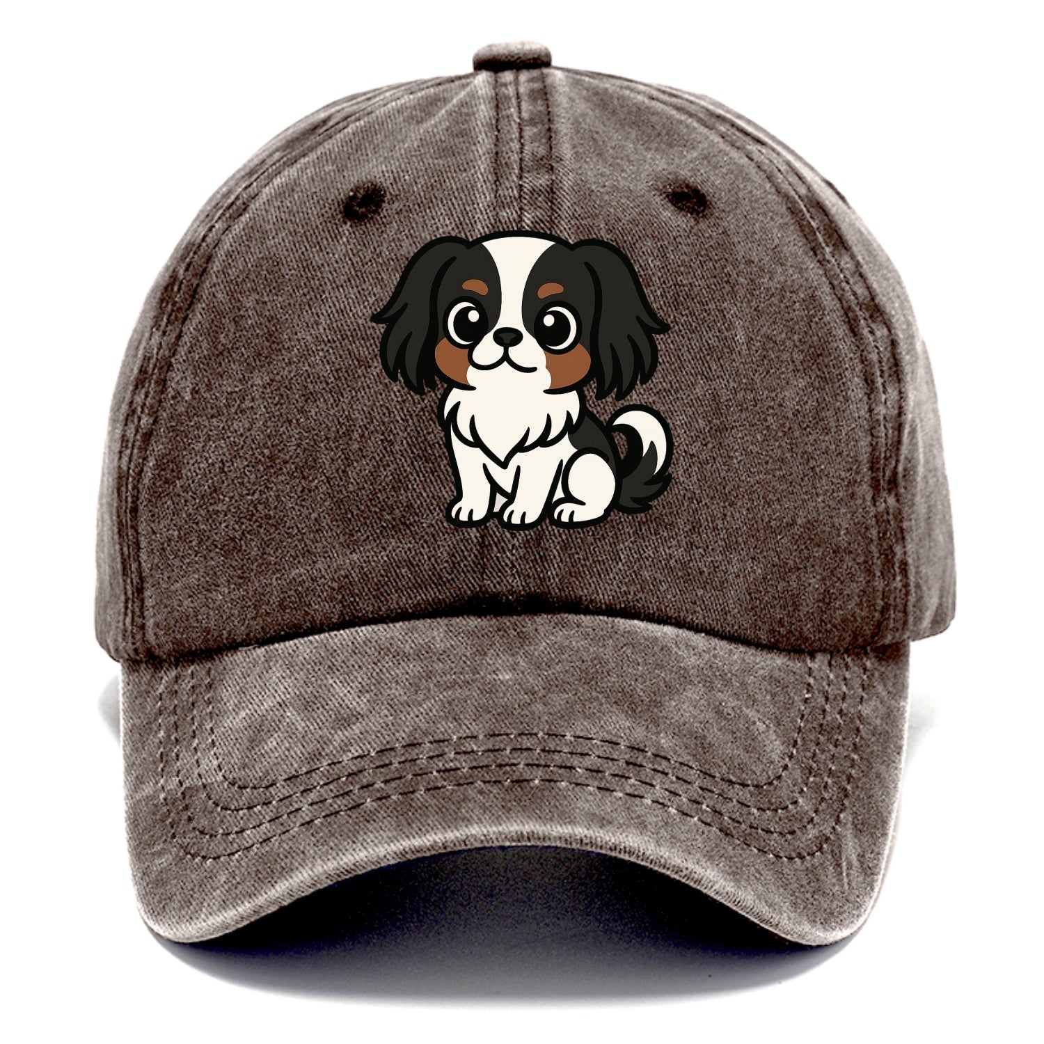 Japanese Chin - Black and white sitting pose - Classic Cap - Brown
