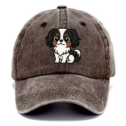 Japanese Chin - Black and white sitting pose - Classic Cap - Brown
