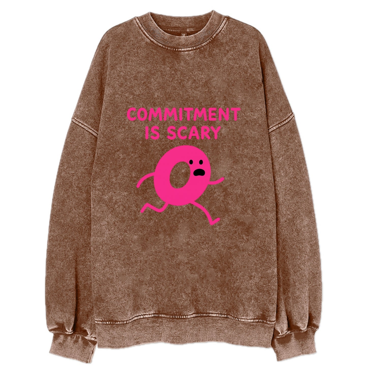 COMMITMENT IS SCARY | Terrified ring running away - Vintage Sweatshirt - Brown