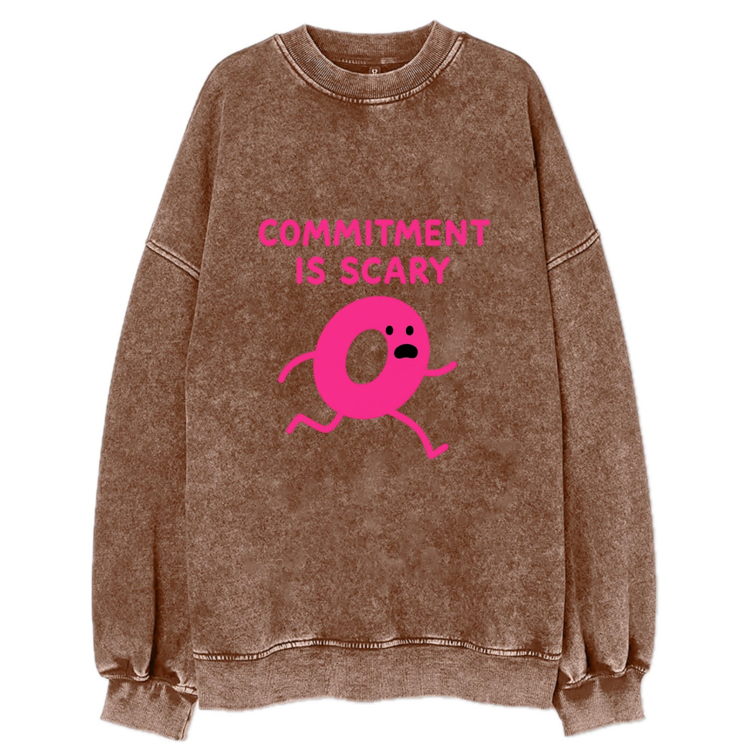 COMMITMENT IS SCARY | Terrified ring running away - Vintage Sweatshirt - Brown