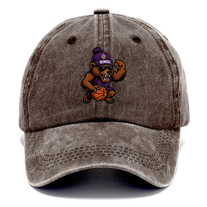 California Grizzly wearing Kings beanie with royal scepter patch and wayfarer - Classic Cap - Brown