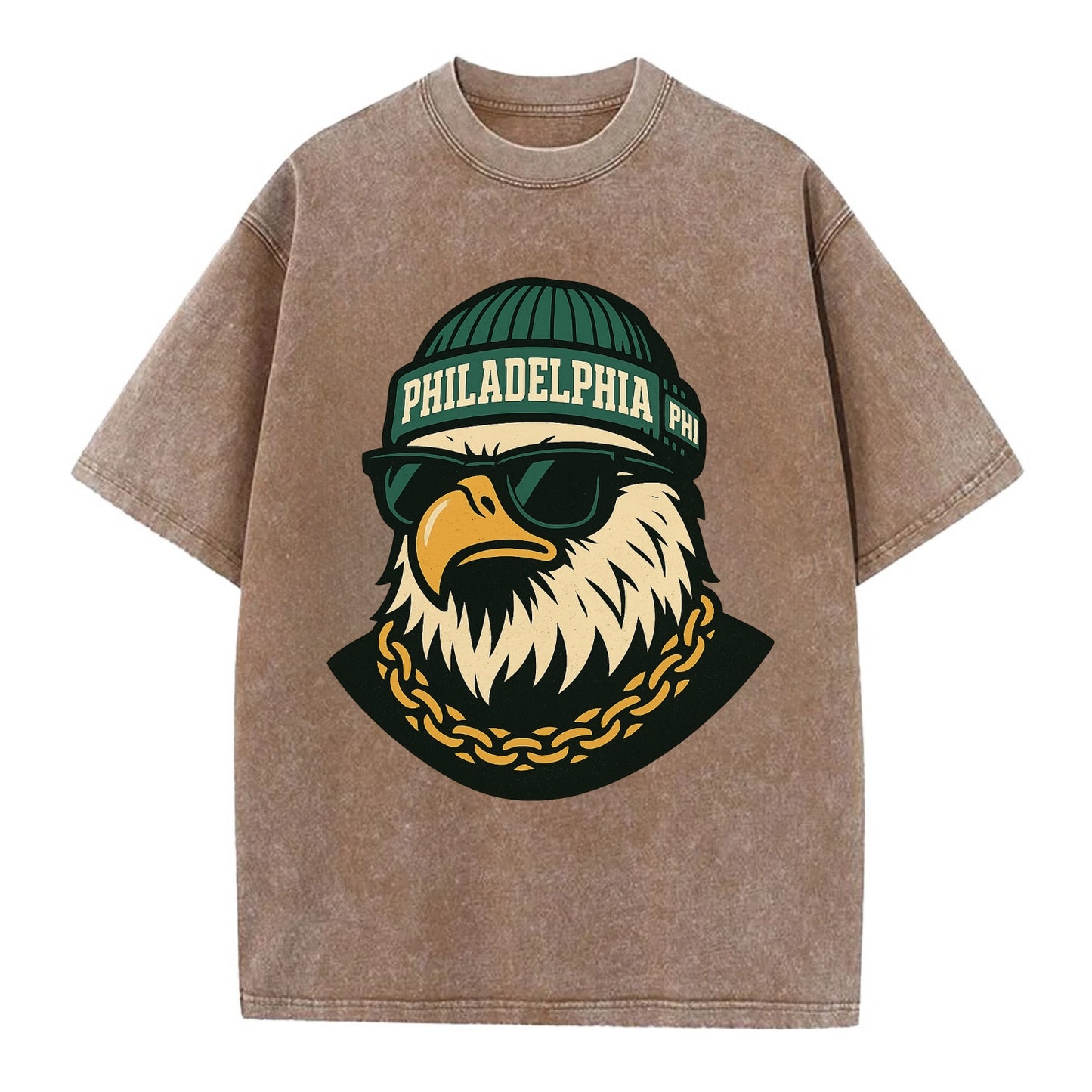 "eagle" "philadelphia" "phi" "green" "us East" - Vintage T-shirt - Brown