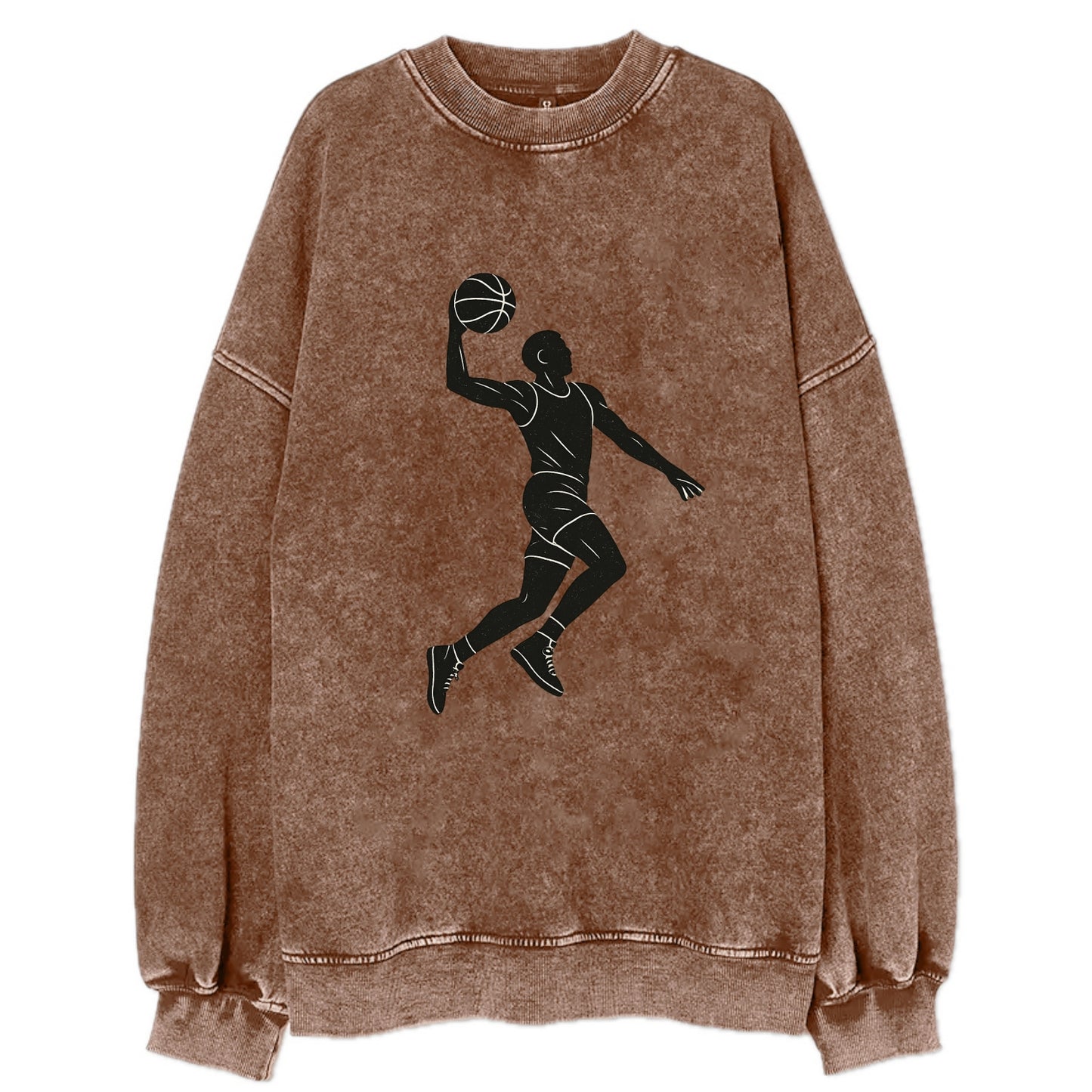 Basketball player dunking silhouette - Vintage Sweatshirt - Brown