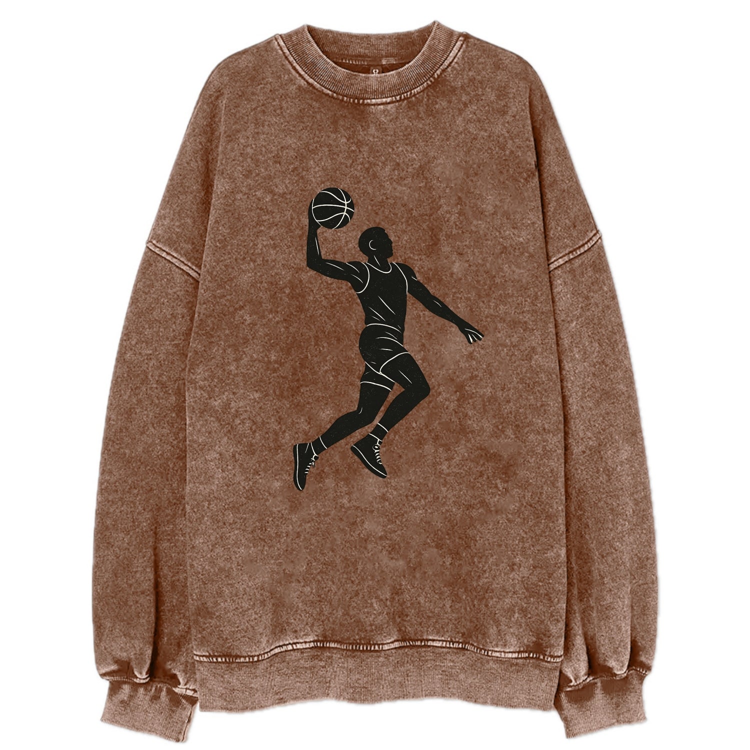 Basketball player dunking silhouette - Vintage Sweatshirt - Brown