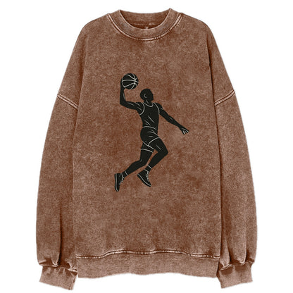 Basketball player dunking silhouette - Vintage Sweatshirt - Brown