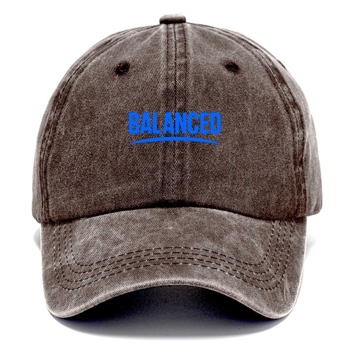 Bold typography design - "BALANCED" - harmony, equilibrium, centered life - Classic Cap - Brown