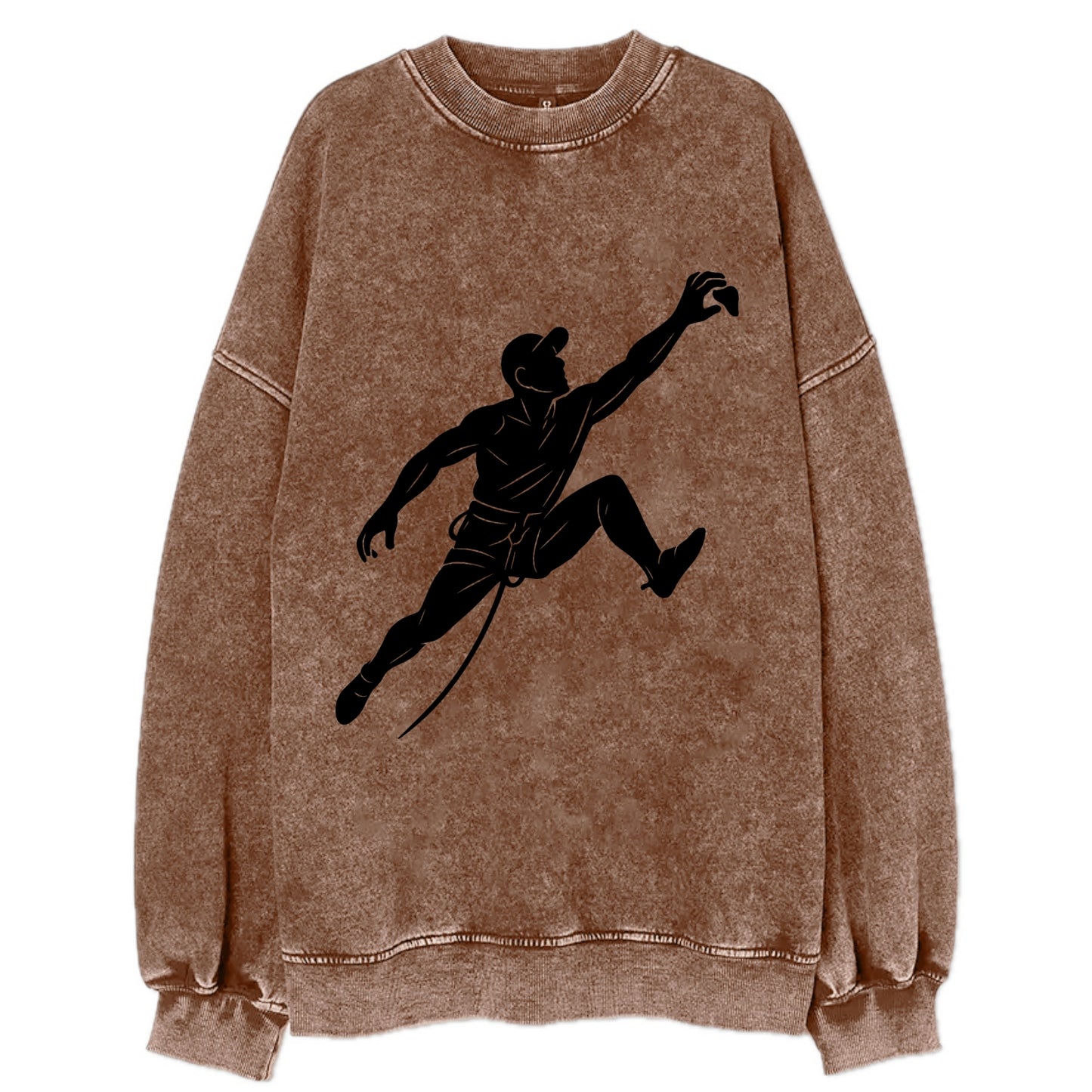 Rock wall climber reaching hold - Vintage Sweatshirt - Brown