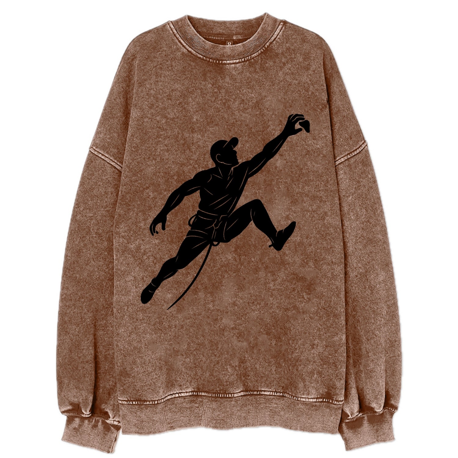 Rock wall climber reaching hold - Vintage Sweatshirt - Brown