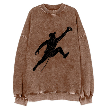 Rock wall climber reaching hold - Vintage Sweatshirt - Brown